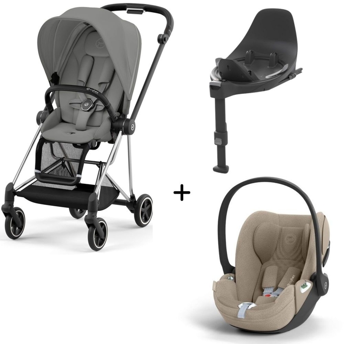 Carrinho de Bebé Mios Chrome Black, Babycoque Cloud T i-Size Plus e Base T i-Size Cybex - Cybex - PACKMIOS004-011