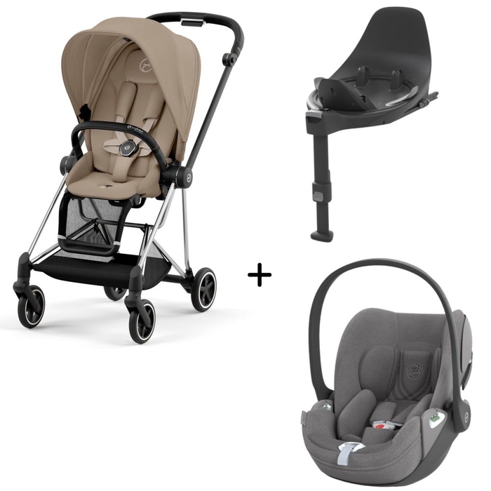 Carrinho de Bebé Mios Chrome Black, Babycoque Cloud T i-Size Plus e Base T i-Size Cybex - Cybex - PACKMIOS004-013