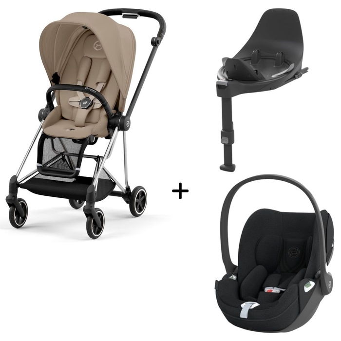 Carrinho de Bebé Mios Chrome Black, Babycoque Cloud T i-Size Plus e Base T i-Size Cybex - Cybex - PACKMIOS004-014