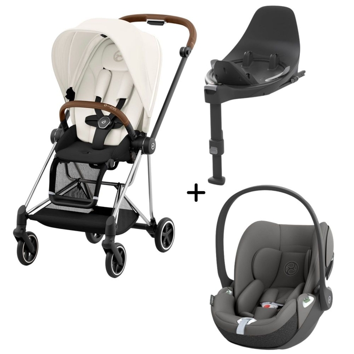 Carrinho de Bebé Mios Chrome Brown, Babycoque Cloud T i-Size e Base T i-Size Cybex - Cybex - PACKMIOS006-009