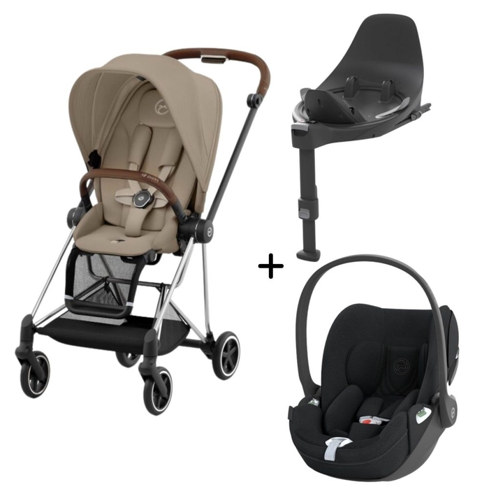 Carrinho de Bebé Mios Chrome Brown, Babycoque Cloud T i-Size Plus e Base T i-Size Cybex - Cybex - PACKMIOS008-014