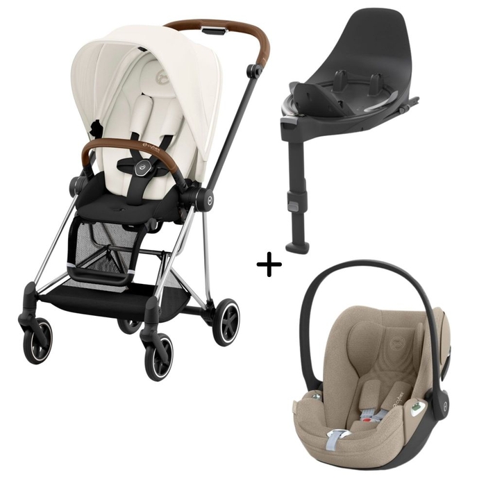 Carrinho de Bebé Mios Chrome Brown, Babycoque Cloud T i-Size Plus e Base T i-Size Cybex - Cybex - PACKMIOS008-029