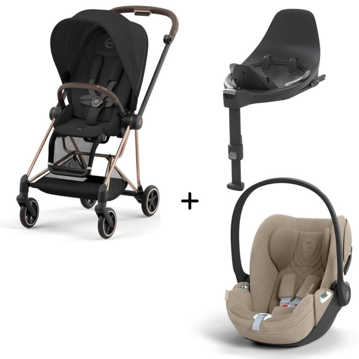 Carrinho de Bebé Mios Rosegold, Babycoque Cloud T i-Size Plus e Base T i-Size Cybex - Cybex - PACKMIOS016-005