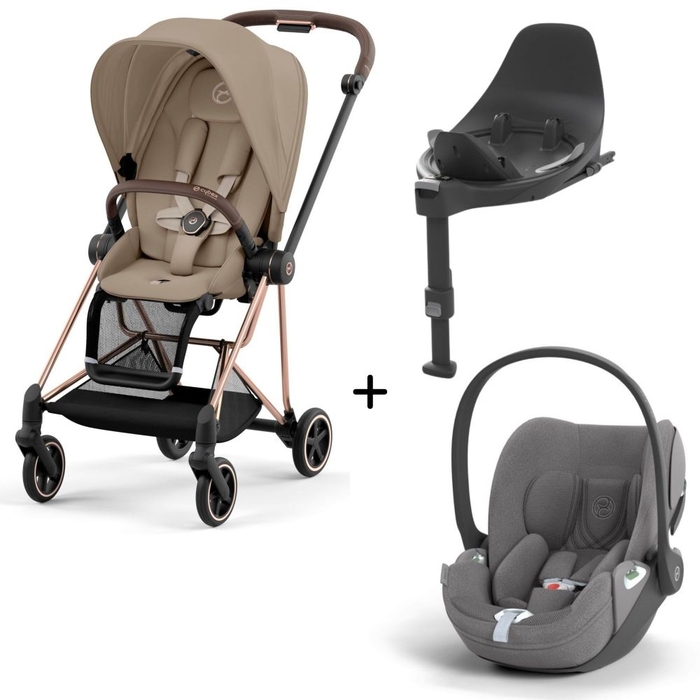 Carrinho de Bebé Mios Rosegold, Babycoque Cloud T i-Size Plus e Base T i-Size Cybex - Cybex - PACKMIOS016-013