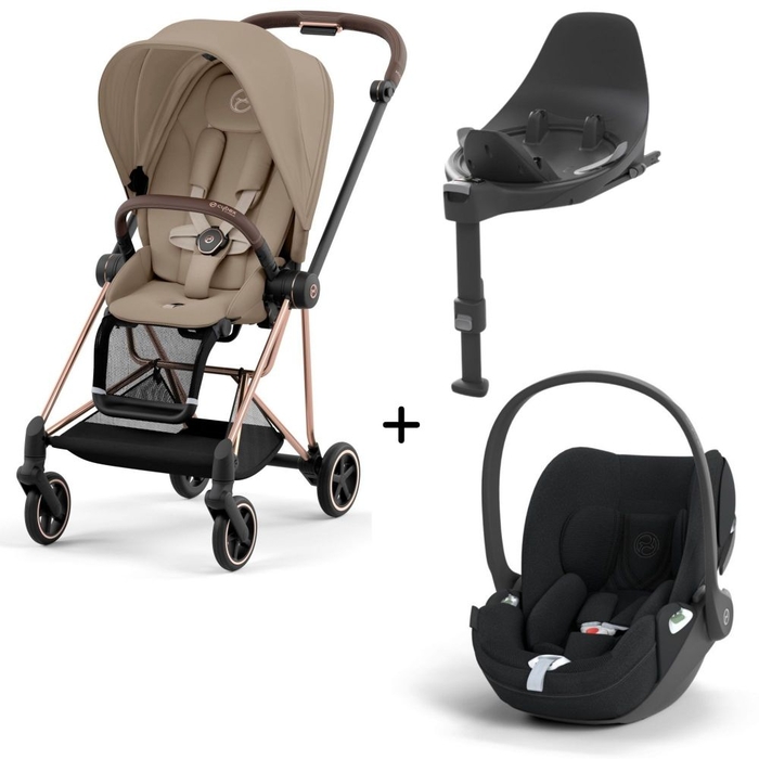 Carrinho de Bebé Mios Rosegold, Babycoque Cloud T i-Size Plus e Base T i-Size Cybex - Cybex - PACKMIOS016-014