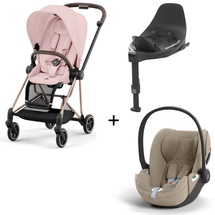 Carrinho de Bebé Mios Rosegold, Babycoque Cloud T i-Size Plus e Base T i-Size Cybex - Cybex - PACKMIOS016-023