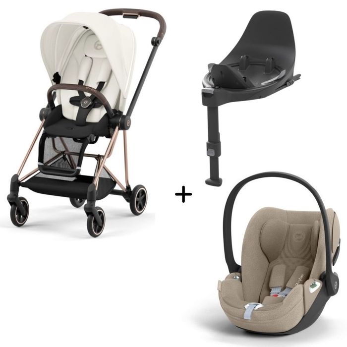 Carrinho de Bebé Mios Rosegold, Babycoque Cloud T i-Size Plus e Base T i-Size Cybex - Cybex - PACKMIOS016-029