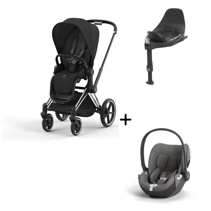 Carrinho de Bebé Priam Chrome Black, Babycoque Cloud T i-Size e Base T Isofix i-Size Cybex - Cybex - PACKPRIAM006-001