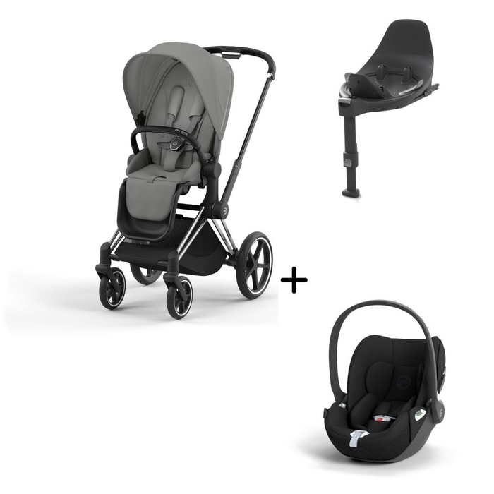 Carrinho de Bebé Priam Chrome Black, Babycoque Cloud T i-Size e Base T Isofix i-Size Cybex - Cybex - PACKPRIAM006-004