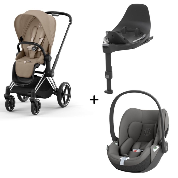 Carrinho de Bebé Priam Chrome Black, Babycoque Cloud T i-Size e Base T Isofix i-Size Cybex - Cybex - PACKPRIAM006-005