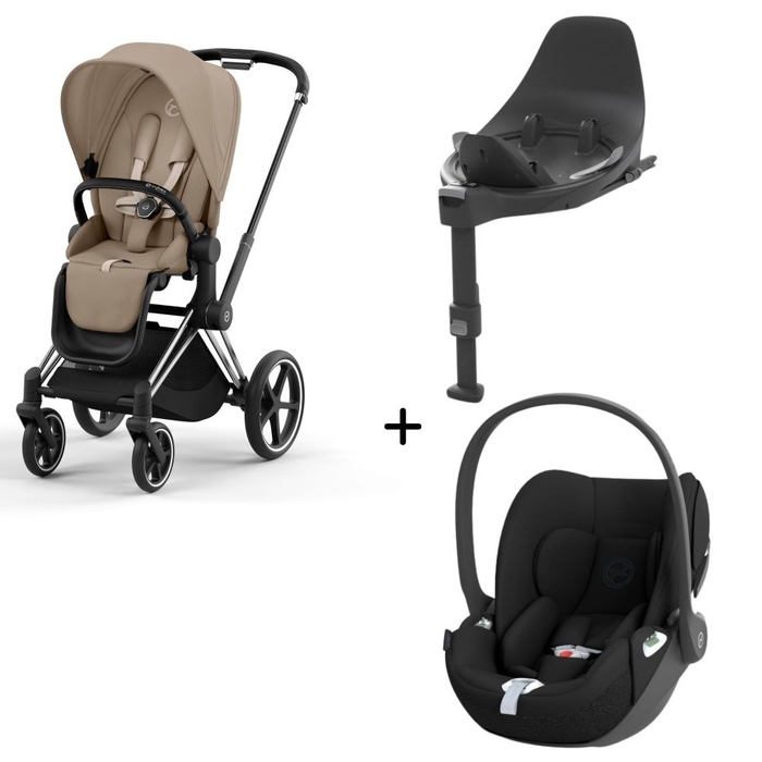 Carrinho de Bebé Priam Chrome Black, Babycoque Cloud T i-Size e Base T Isofix i-Size Cybex - Cybex - PACKPRIAM006-006