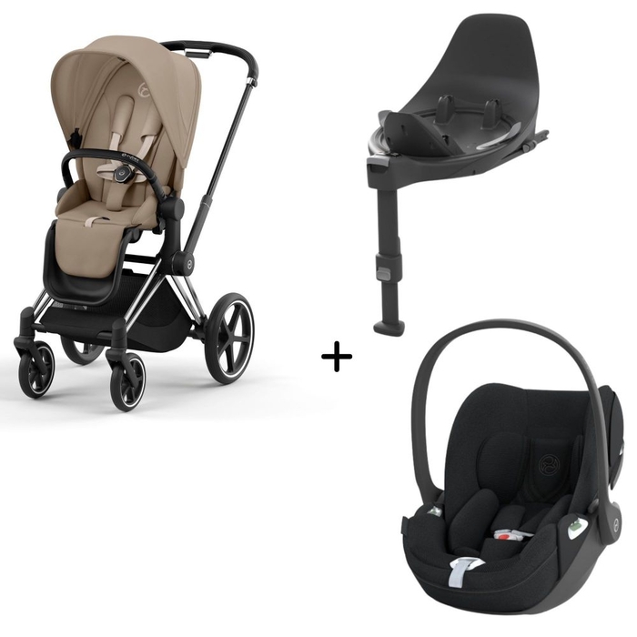 Carrinho de Bebé Chrome Black, Babycoque Cloud T i-Size Plus e Base T Isofix i-Size Cybex - Cybex - PACKPRIAM008-014