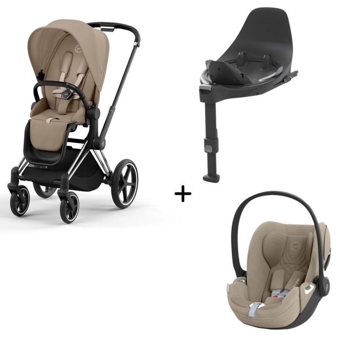 Carrinho de Bebé Chrome Black, Babycoque Cloud T i-Size Plus e Base T Isofix i-Size Cybex - Cybex - PACKPRIAM008-017
