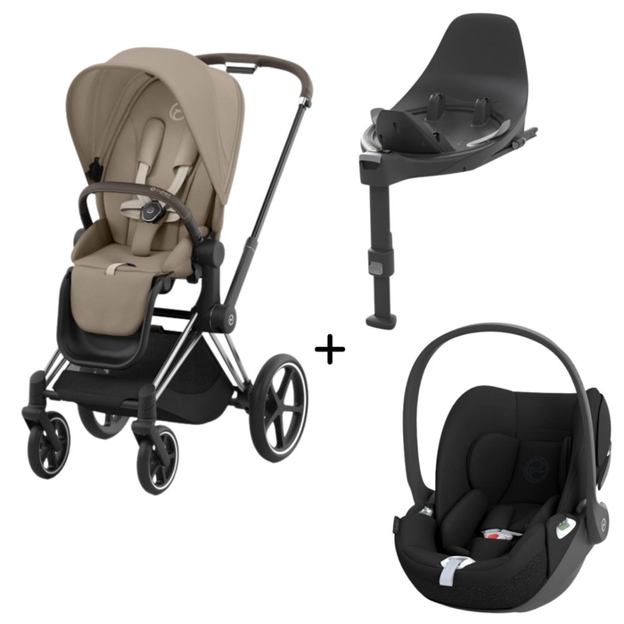 Carrinho de Bebé Priam Chrome Brown, Babycoque Cloud T i-Size e Base T Isofix i-Size Cybex - Cybex - PACKPRIAM010-006