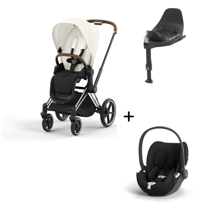 Carrinho de Bebé Priam Chrome Brown, Babycoque Cloud T i-Size e Base T Isofix i-Size Cybex - Cybex - PACKPRIAM010-010