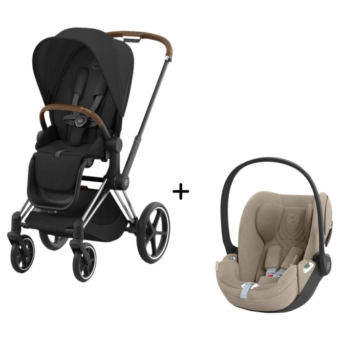 Carrinho de Bebé Priam Chrome Brown e Babycoque Cloud T i-Size Plus Cybex - Cybex - PACKPRIAM011-005