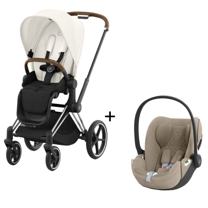 Carrinho de Bebé Priam Chrome Brown e Babycoque Cloud T i-Size Plus Cybex - Cybex - PACKPRIAM011-029