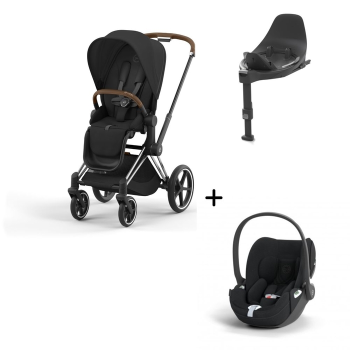 Carrinho de Bebé Priam Chrome Brown, Babycoque Cloud T i-Size Plus e Base T Isofix i-Size Cybex - Cybex - PACKPRIAM012-002