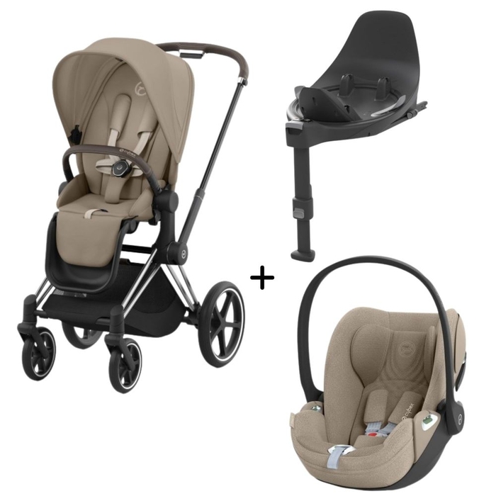 Carrinho de Bebé Priam Chrome Brown, Babycoque Cloud T i-Size Plus e Base T Isofix i-Size Cybex - Cybex - PACKPRIAM012-017