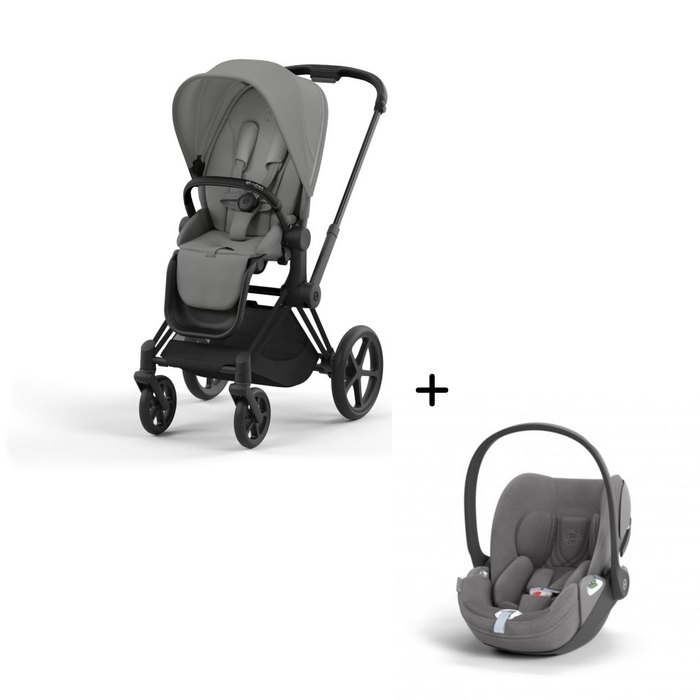 Carrinho de Bebé Priam Matt Black e Babycoque Cloud T i-Size Plus Cybex - Cybex - PACKPRIAM015-007