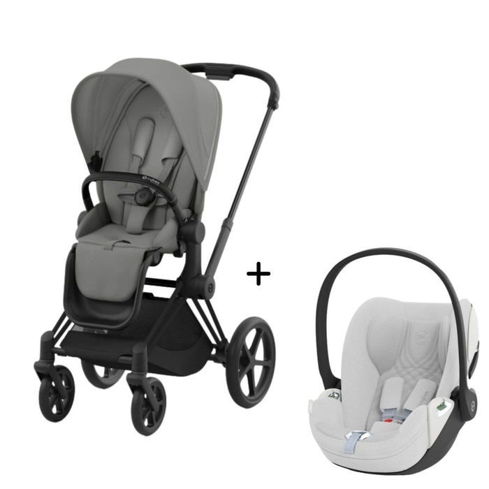 Carrinho de Bebé Priam Matt Black e Babycoque Cloud T i-Size Plus Cybex - Cybex - PACKPRIAM015-012