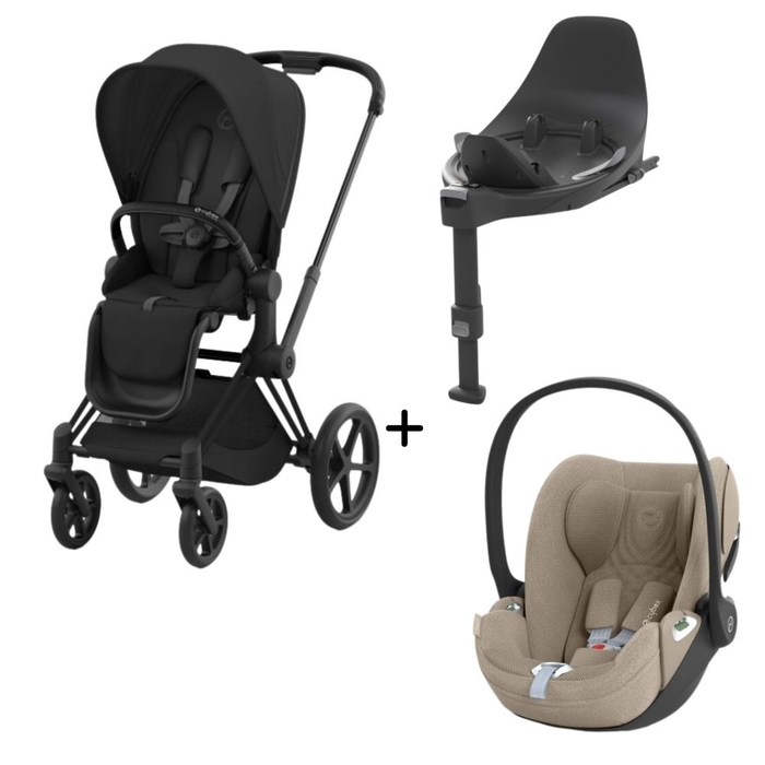 Carrinho de Bebé Priam Matt Black, Babycoque Cloud T i-Size Plus e Base T Isofix i-Size Cybex - Cybex - PACKPRIAM016-005