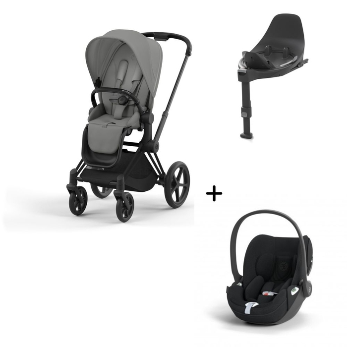 Carrinho de Bebé Priam Matt Black, Babycoque Cloud T i-Size Plus e Base T Isofix i-Size Cybex - Cybex - PACKPRIAM016-008