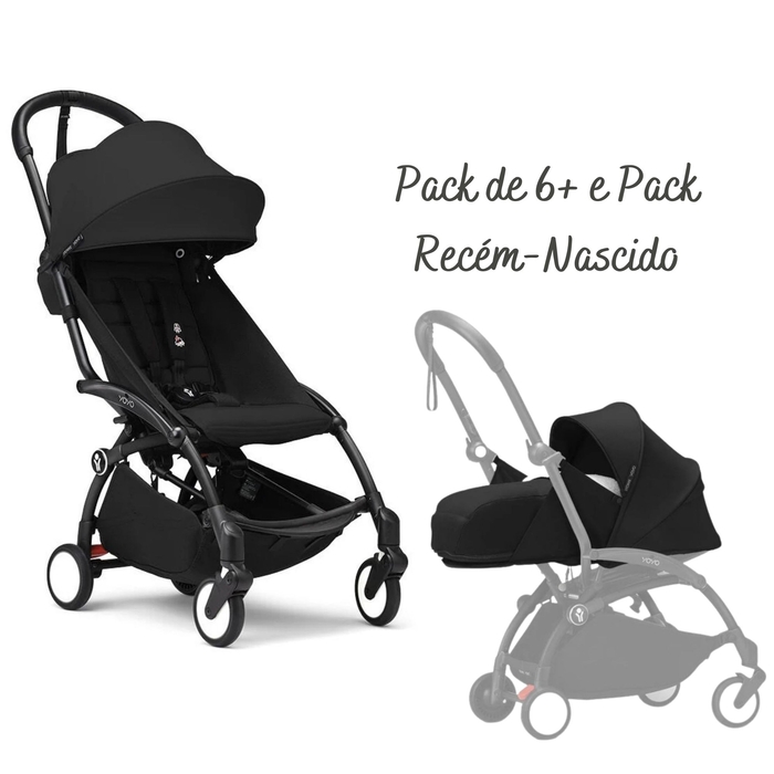 Carrinho de Bebé Stokke YOYO 3 Black com Pack de 6+ e Pack Recém-Nascido - Stokke - PACKYOYO005-001