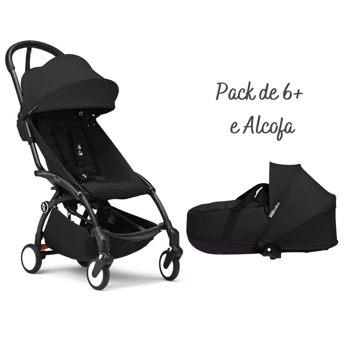 Carrinho de Bebé Stokke YOYO 3 Black com Pack de 6+ e Alcofa - Stokke - PACKYOYO007-001