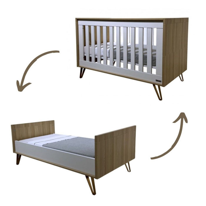 Berço Convertível Ikid Trieste Oak - Ikid - 8435587803447