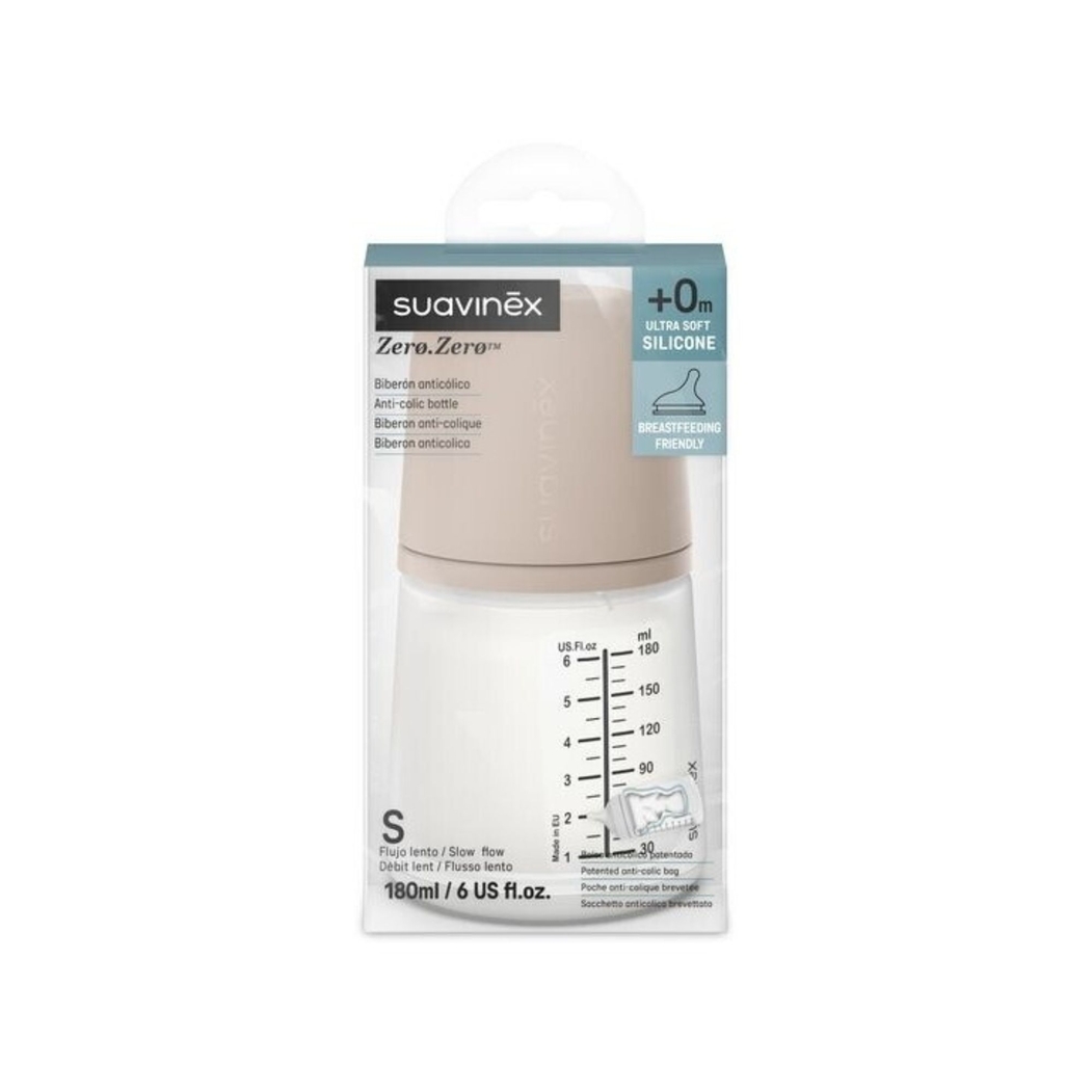 Biberão Suavinex com Tetina Silicone Anticólica Fluxo Lento 180 ml - Suavinex - 8426420084550