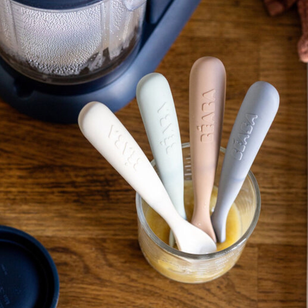 Conjunto Colheres 1ª Idade Béaba em Silicone Natural - Béaba - 3384349136017