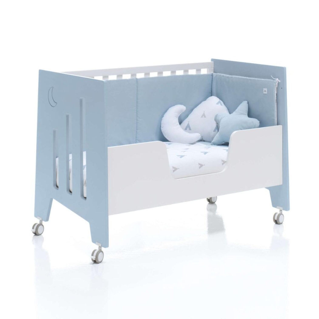 Berço Alondra Omni Blue 5 em 1 com Colchão, Barra Infantil e Têxteis - Alondra - OMNI-K15-M7741-TX148