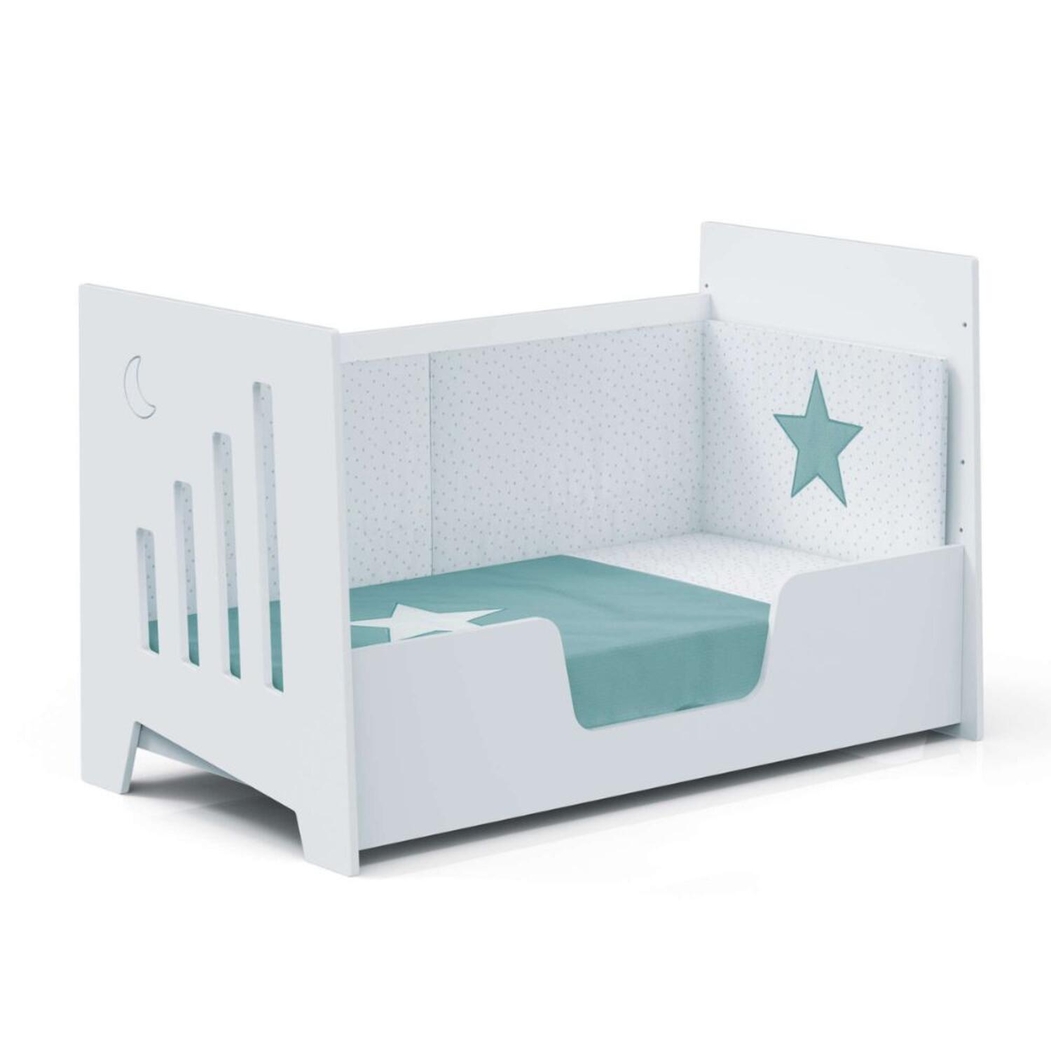 Berço Alondra Omni XL White 6 em 1 com Barra Infantil e Têxteis - Alondra - OMNIXL-K13-M7700-TX148