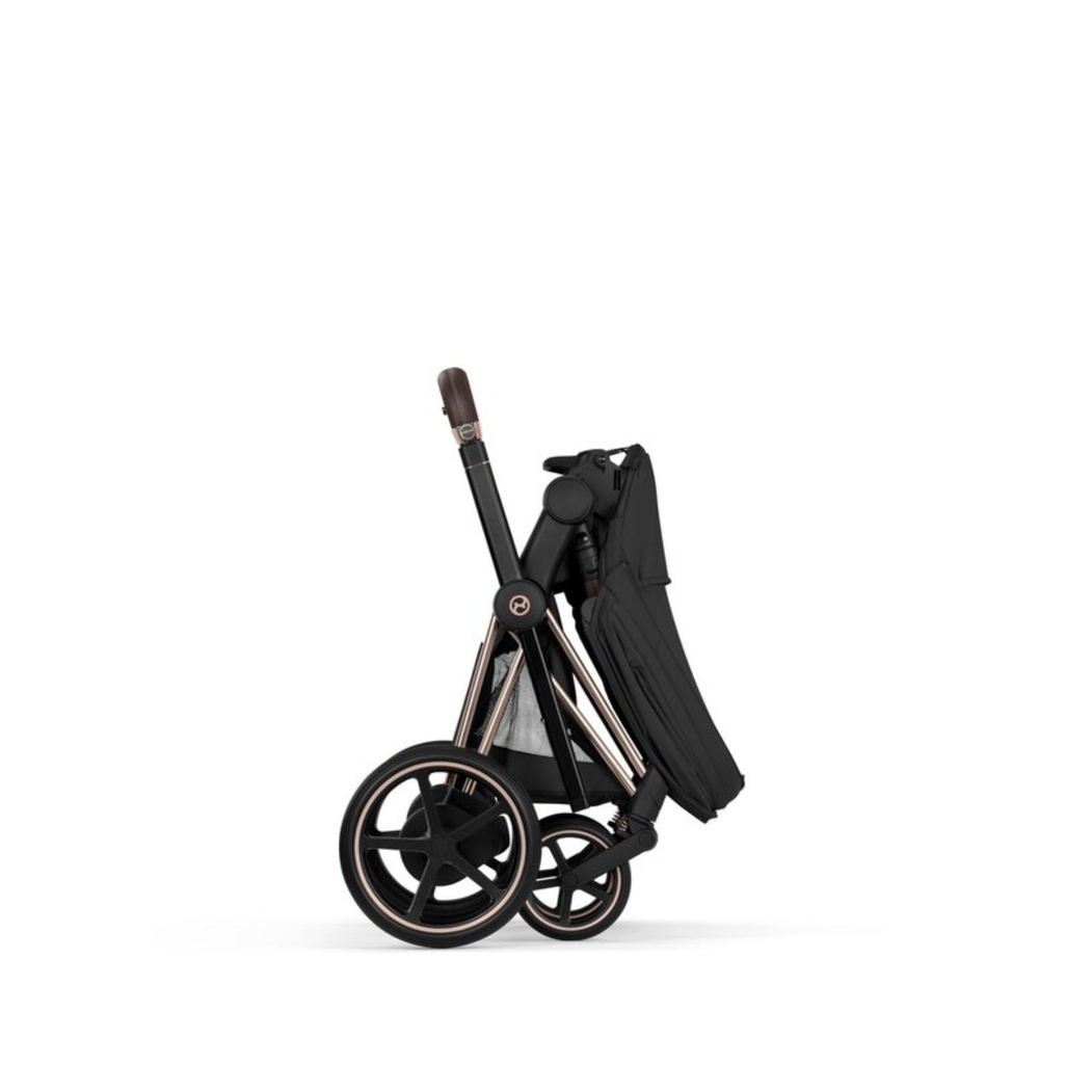 Carrinho de Bebé Cybex e-Priam Comfort Rosegold com Alcofa Dobrável Sepia Black - Cybex - 4063846549412