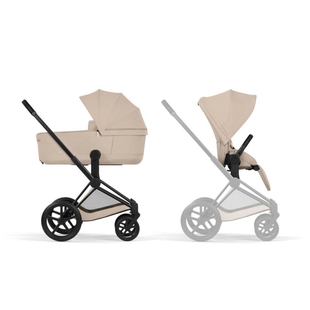 Carrinho de Bebé Cybex Priam Comfort Matt Black com Alcofa Dobrável - Cybex - 4063846549290