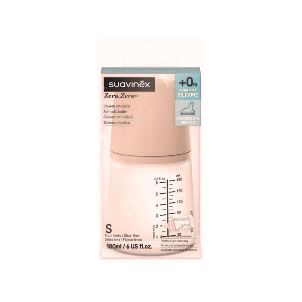 Biberão Suavinex com Tetina Silicone Anticólica Fluxo Lento 180 ml - Suavinex - 8426420051101