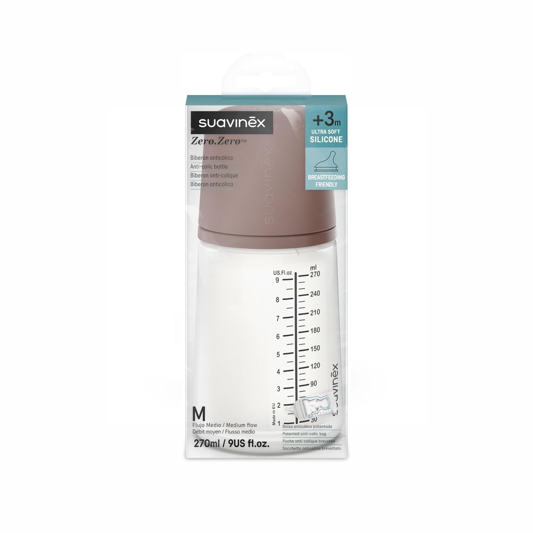 Biberão Suavinex com Tetina Silicone Anticólica Fluxo Médio 270 ml - Suavinex - 8426420084635