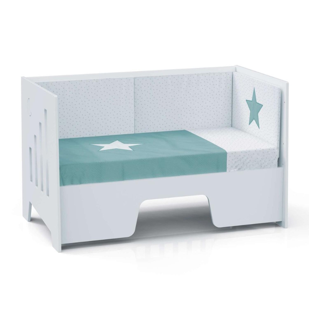 Berço Alondra Omni XL White 6 em 1 com Barra Infantil e Têxteis - Alondra - OMNIXL-K13-M7700-TX148