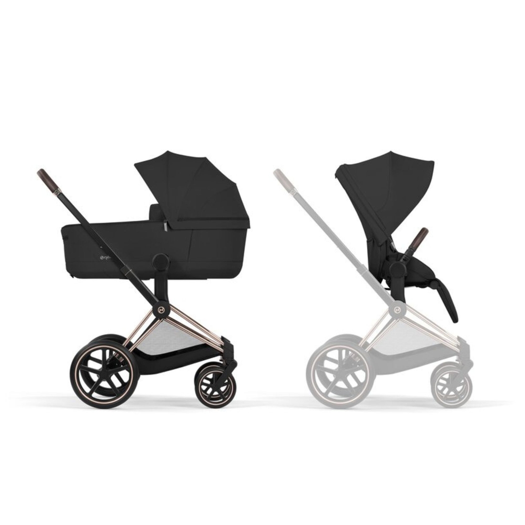 Carrinho de Bebé Cybex Priam Comfort Rosegold com Alcofa Dobrável - Cybex - 4063846549177