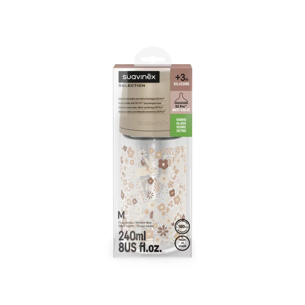 Biberão de Vidro Suavinex com Tetina Silicone Wonderland M 240ml - Suavinex - 170185_BG