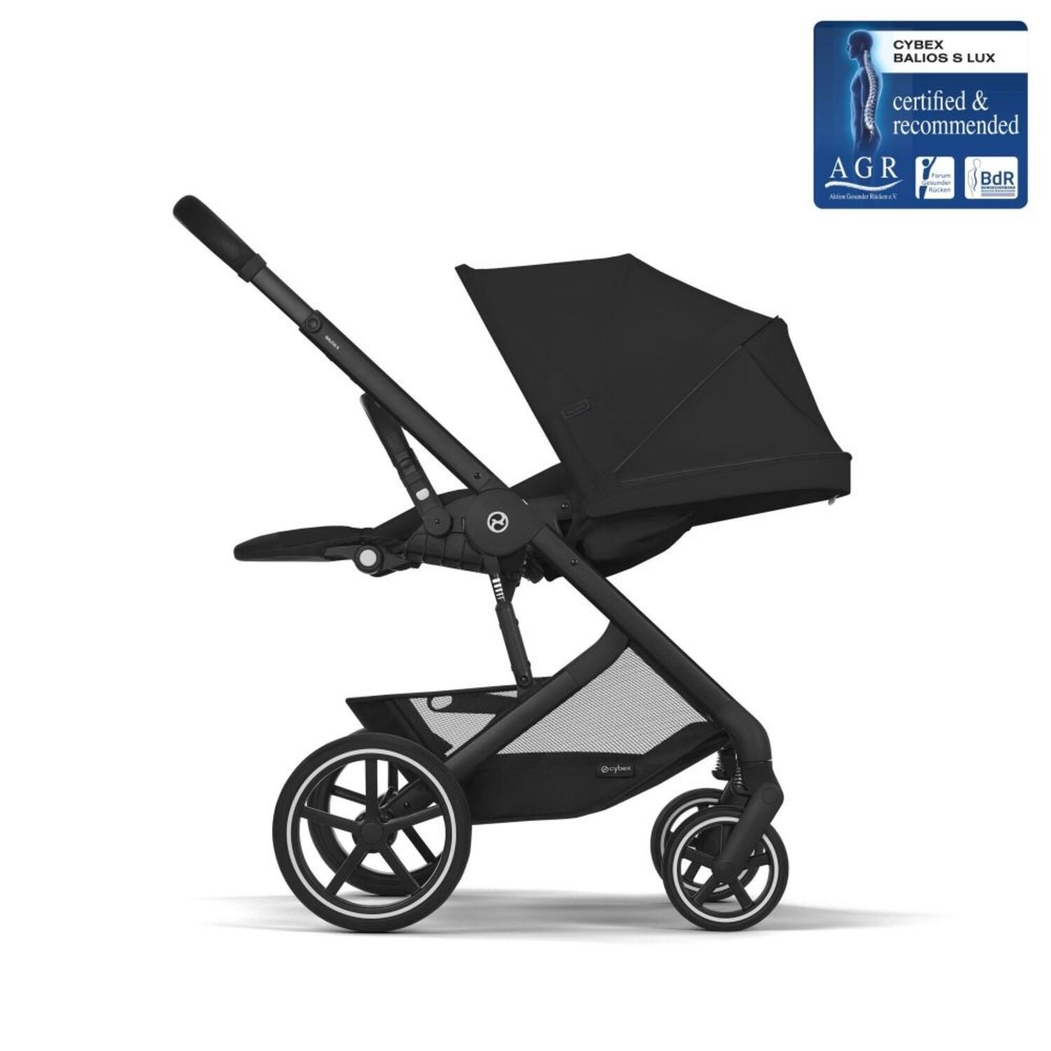 Trio Cybex Balios Black Carrinho, Alcofa, Cloud G Plus Moon Black com Base G3 e Adapatdores - Cybex - PACKBALIOS031-001