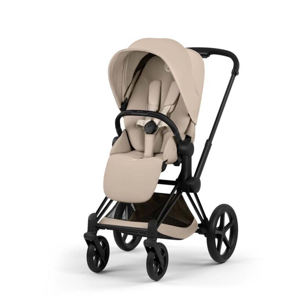 Carrinho de Bebé Cybex Priam Comfort Matt Black com Alcofa Dobrável - Cybex - 4063846549290