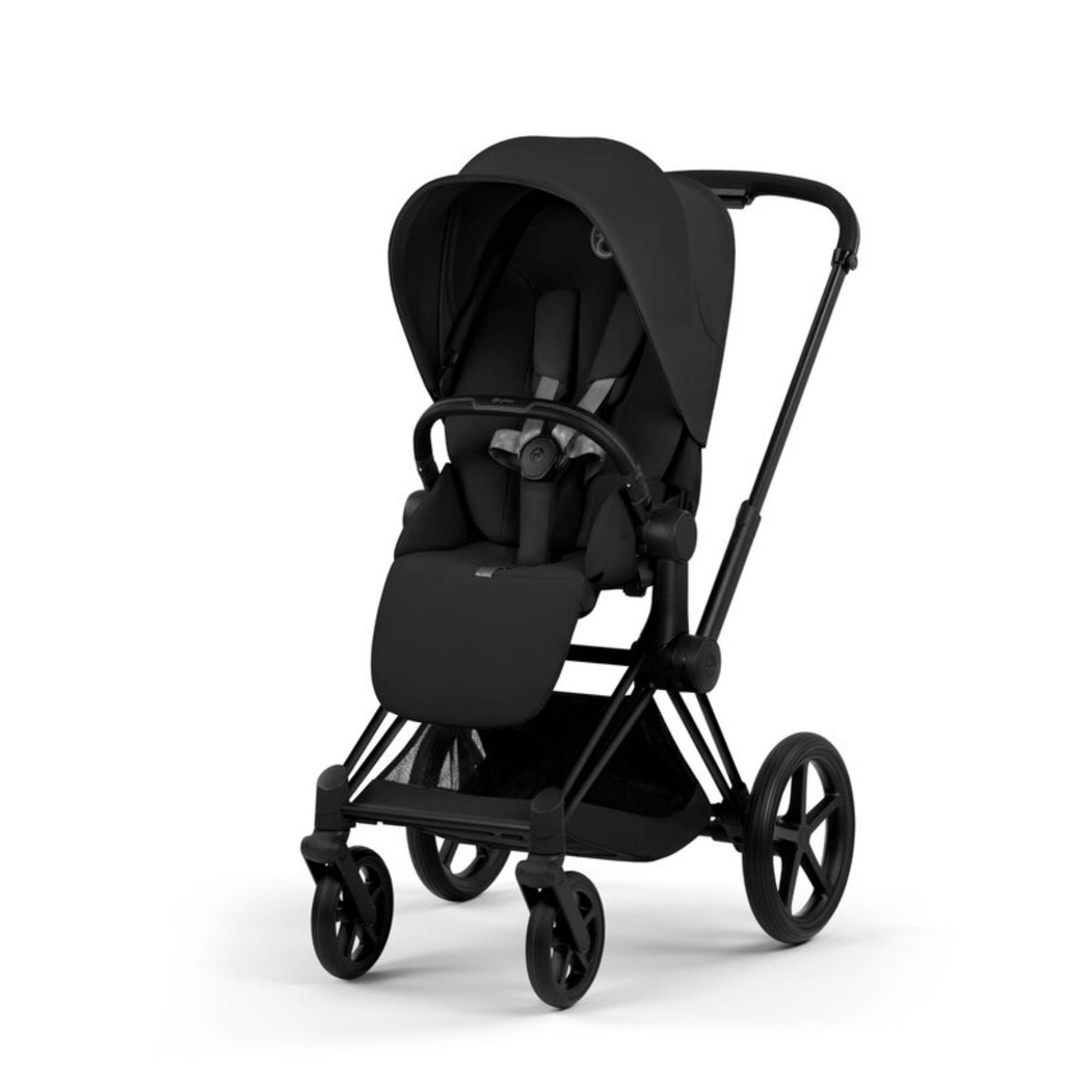 Carrinho de Bebé Cybex Priam Comfort Matt Black com Alcofa Dobrável - Cybex - 4063846549238