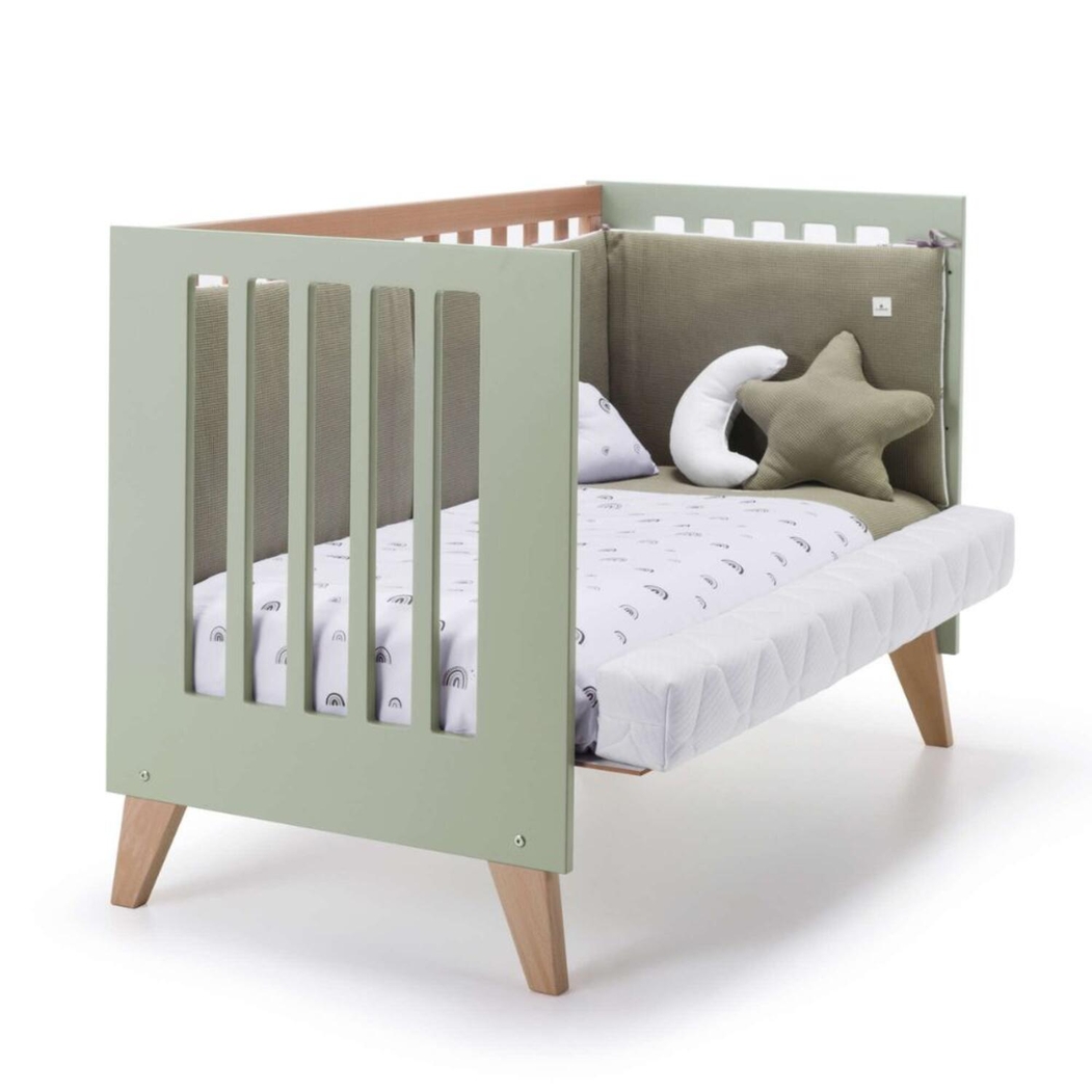 Berço Convertível Alondra Nexor Wood | Erba 4 em 1 com Kit Co-Sleeping e Têxteis - Alondra - NEXOR-K12-M5695-TX147