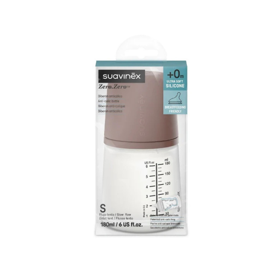 Biberão Suavinex com Tetina Silicone Anticólica Fluxo Lento 180 ml - Suavinex - 8426420084574