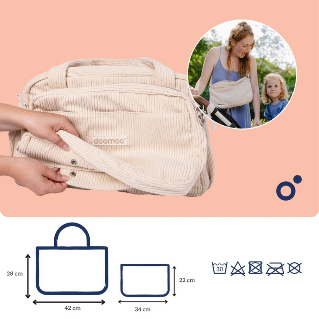 Mala de Maternidade Doomoo Fluffy Corduroy Sand - Doomoo - 5400653010203