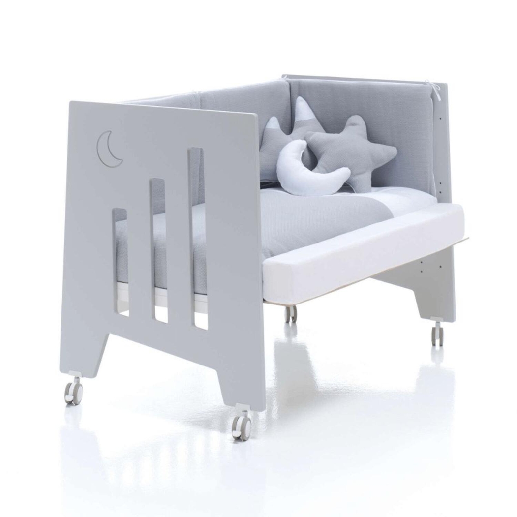 Berço Alondra Omni Grey 5 em 1 com Barra Infantil, Kit Co-Sleeping e Têxteis - Alondra - OMNI-K14-M7778-TX148