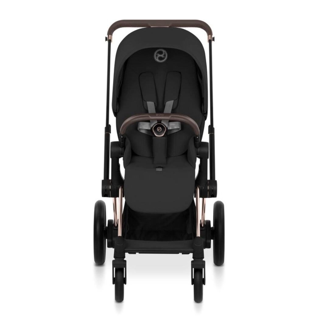 Carrinho de Bebé Cybex e-Priam Comfort Rosegold com Alcofa Dobrável Sepia Black - Cybex - 4063846549412