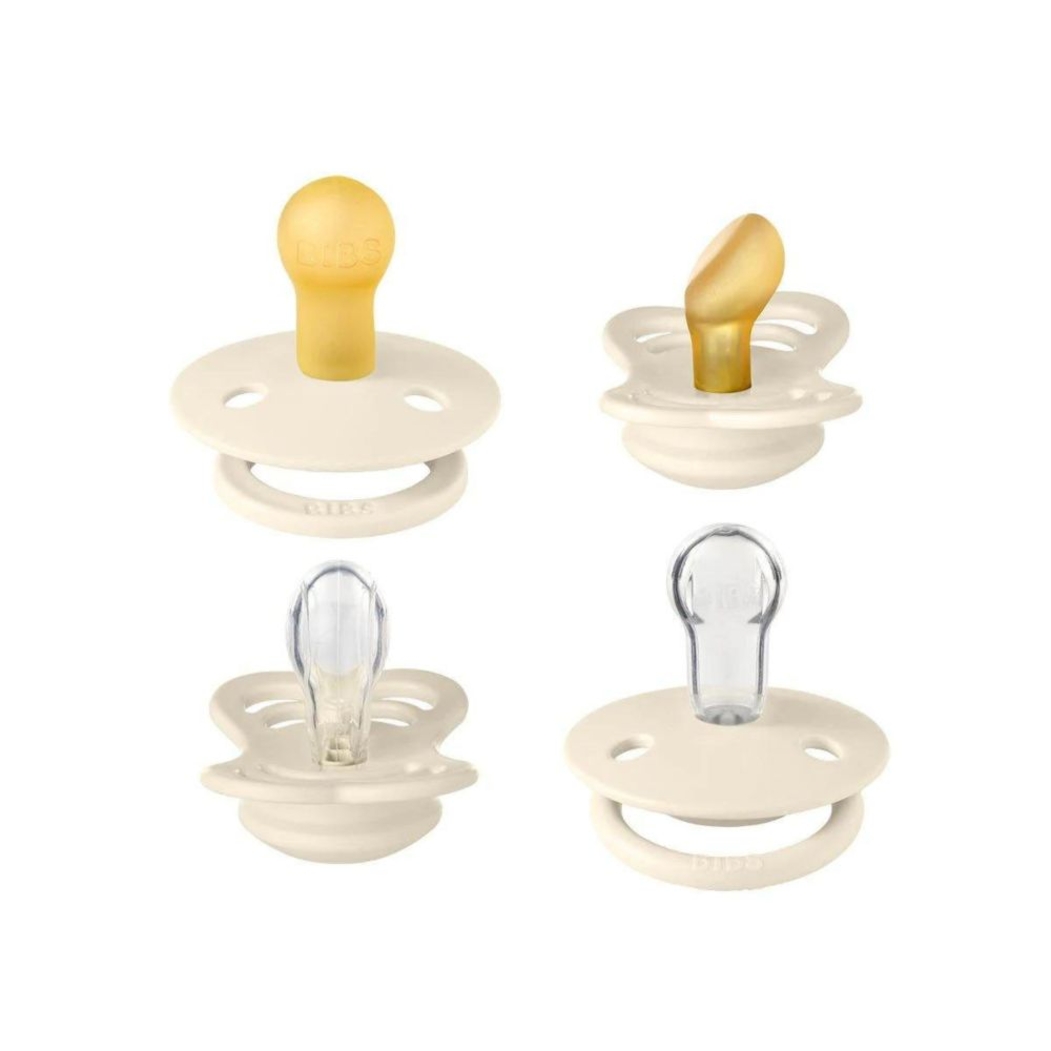 Conjunto 4 Chupetas Bibs Try-It Marfim 0+ - Bibs - 5713795217069